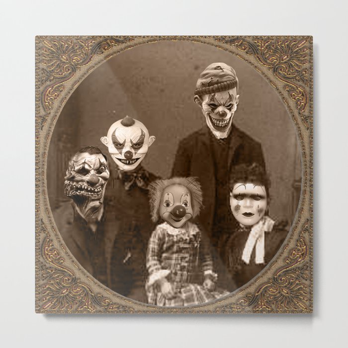 Creepy Clown Family Halloween Metal Print