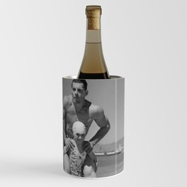 Women carrying men on their backs yet again; little girl carry grown man on her back vintage black and white photograph - photography - photographs Wine Chiller
