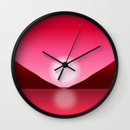 Moon Night Scene in Red -  Minimal Digital Art Wall Clock