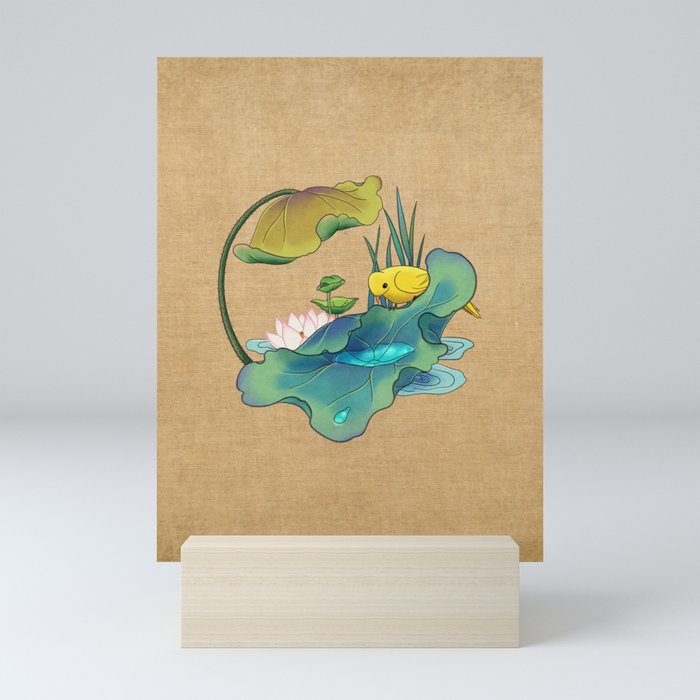 Minhwa: Lotus Birdbath A Type Mini Art Print