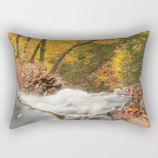 Autumn Waterfall Precipice Rectangular Pillow