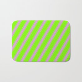 [ Thumbnail: Chartreuse & Plum Colored Striped/Lined Pattern Bath Mat ]