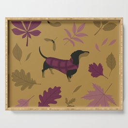 Dachshund & Autumn Leaves (Golden Yellow) Serving Tray
