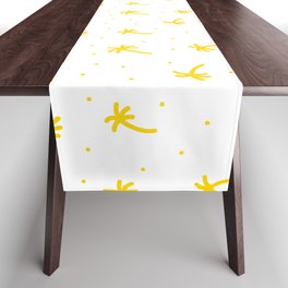 Yellow Doodle Palm Tree Pattern Table Runner