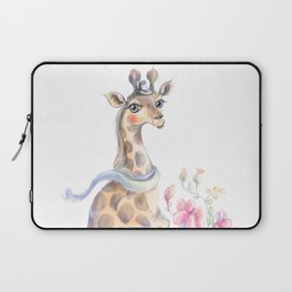 Sublimation Design, Giraffe, PNG Clipart, Giraffe on the bicycle, New Baby Card Design Laptop Sleeve