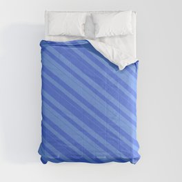 [ Thumbnail: Cornflower Blue & Royal Blue Colored Lined/Striped Pattern Comforter ]