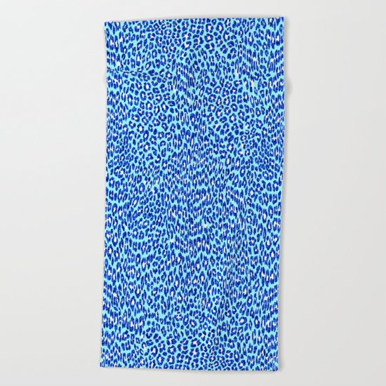 Blue Glitter Cheetah Print Beach Towel