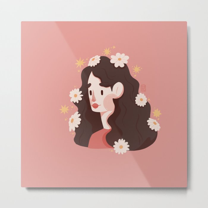 The girl with daisies in her hair Metal Print