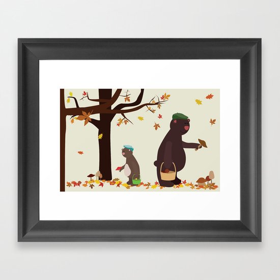 Autumn Bears Framed Art Print