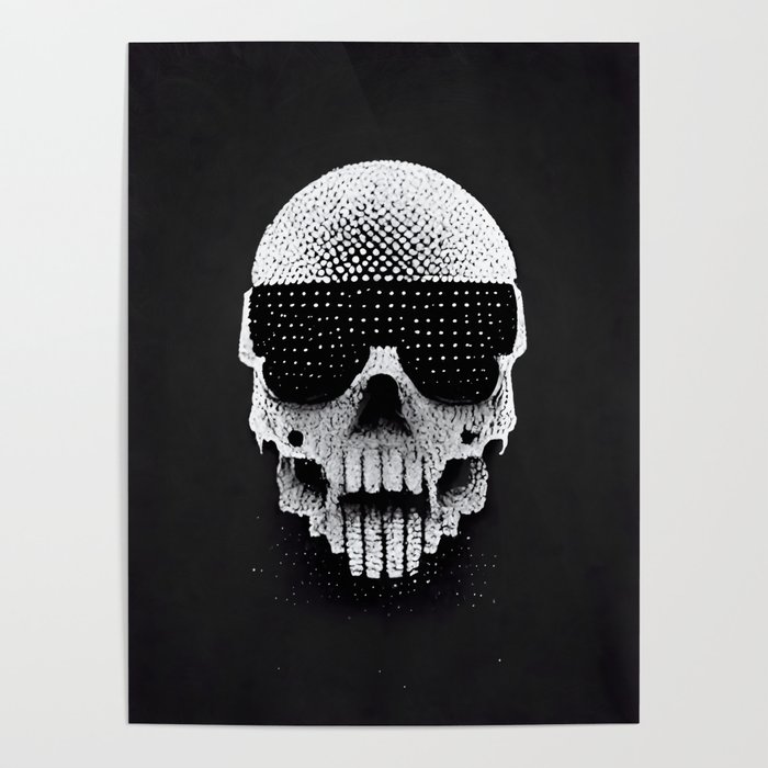 Pixelized Ubercool Skull Poster