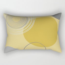 Abstract Circles and Rings in Yellows and Greys Rectangular Pillow
