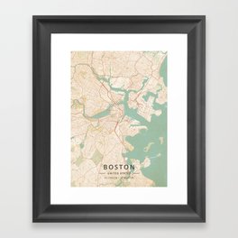 Boston, United States - Vintage Map Framed Art Print