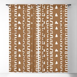 Merit Mud Cloth Light Brown and White Triangle Pattern Blackout Curtain