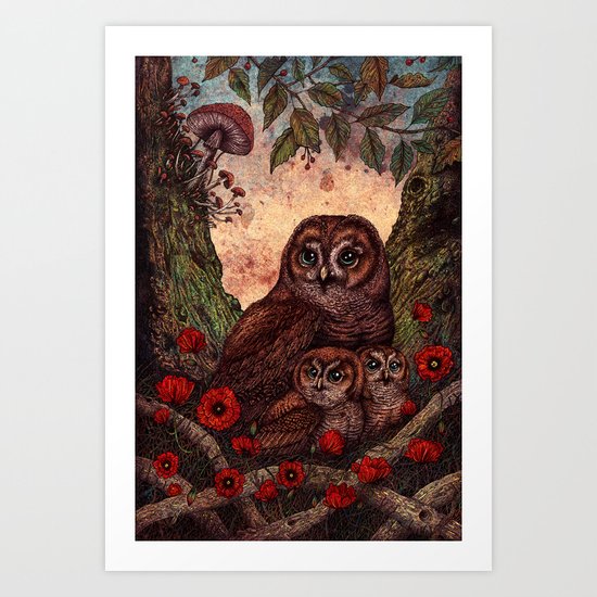 Tawny Owlets Art Print