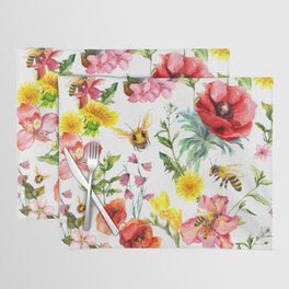 Bees and Honey in the garden seamless pattern Placemat