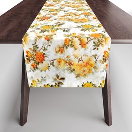 Yellow flowers,roses,vintage floral pattern  Table Runner