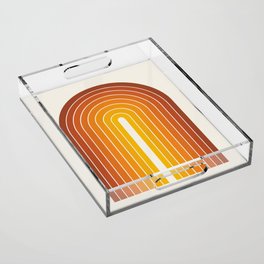 Gradient Arch IX Retro Orange Mid Century Modern Rainbow Acrylic Tray