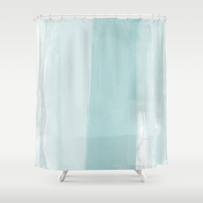 Pale Turquoise Abstract Coastal Colors Painting Shower Curtain