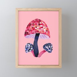 Disco Ball Mushroom - Watercolor Framed Mini Art Print