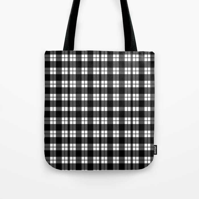 Black and White Tartan Tote Bag