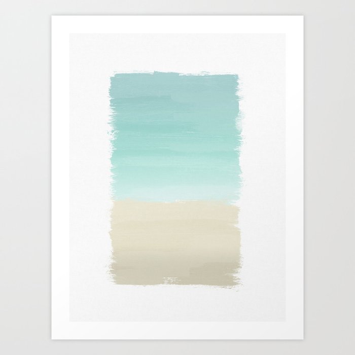 Turquoise Abstract Painting, Modern Art Art Print