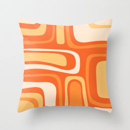 Palm Springs Mid Century Modern Abstract Pattern in Bright Orange Tangerine Tones Throw Pillow