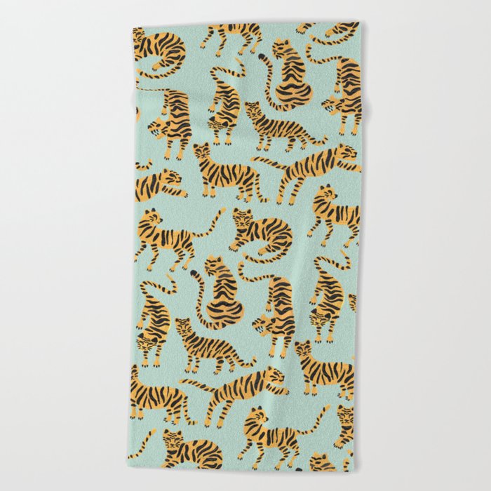 Tiger Collection – Mint & Orange Beach Towel