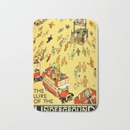 Vintage Lure of the London Underground Subway Travel Advertisement Poster Bath Mat | Westminsterpalace, Riverthames, Subway, London, Advertising, Travel, Underground, Houseofparliament, Londontower, Graphicdesign 