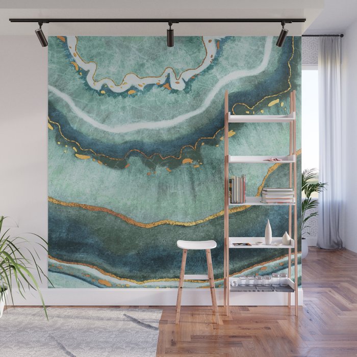 Gold Turquoise Agate Wall Mural