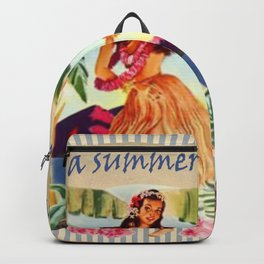 I' ve got a summer in my heart Backpack | Sunset, Pink, Mountains, Dusk, Palm Trees, Flowers, Yellow, Summer, Blue, Mood 