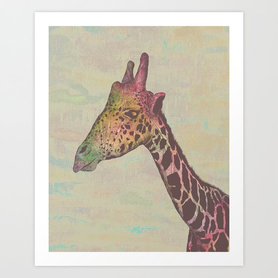 Giraffe in Technicolor Art Print