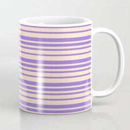 [ Thumbnail: Bisque & Purple Colored Lines/Stripes Pattern Coffee Mug ]