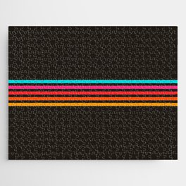 Nodah - Classic Colorful Abstract Retro Stripes on Black Jigsaw Puzzle