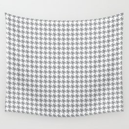 PreppyPatterns™ - Modern Houndstooth - Silver Gray and White Wall Tapestry