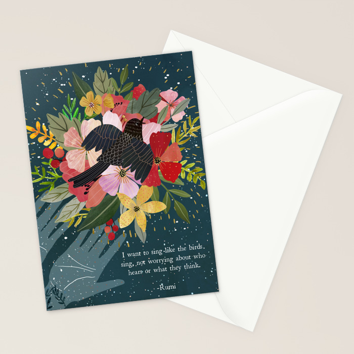 I Want To Sing Rumi Quote Poem Stationery Cards By Miacharro Society6