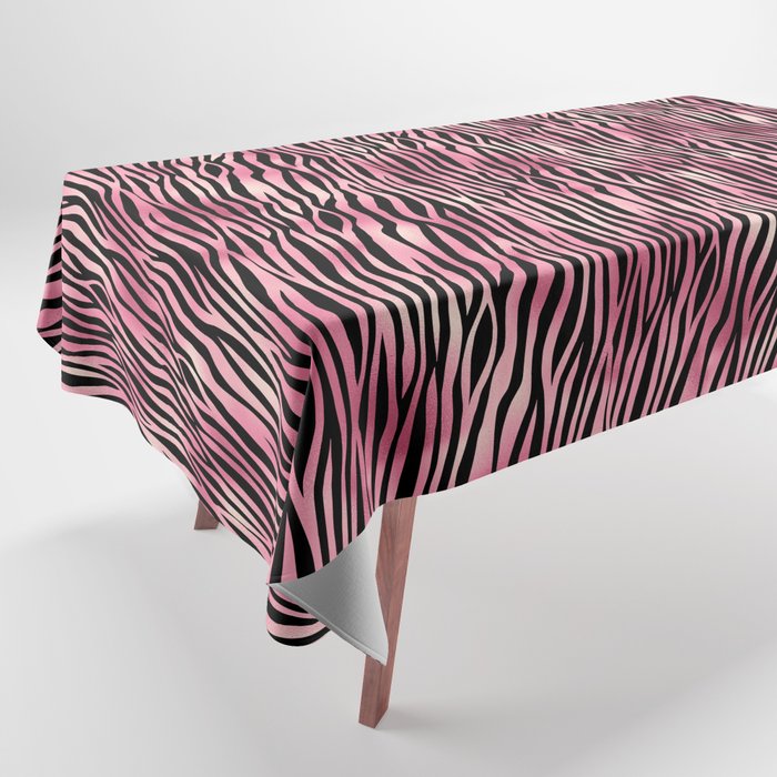 Pink Black Tiger Stripes Pattern Tablecloth