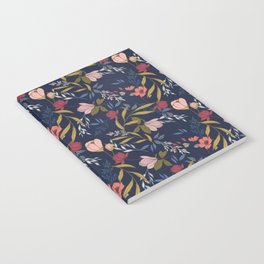Magnolias with Springtime Botanicals in Pink and Navy Notebook