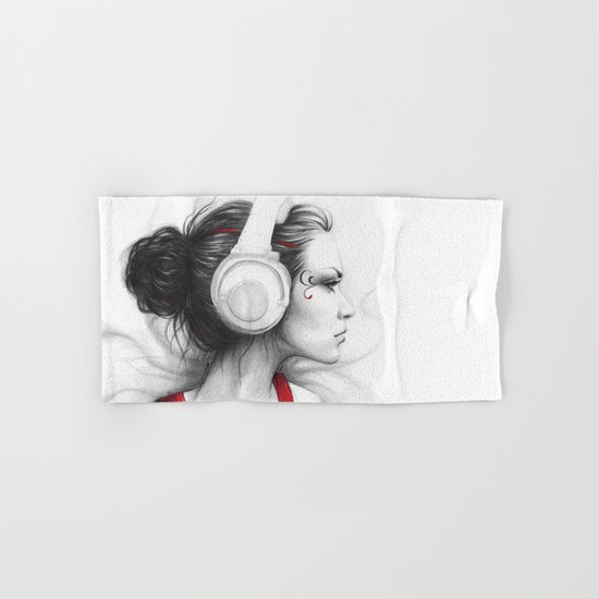 MUSIC Girl in Headphones Hand & Bath Towel