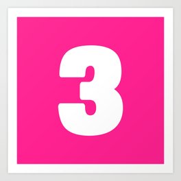 3 (White & Dark Pink Number) Art Print