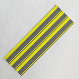 [ Thumbnail: Yellow and Dim Gray Colored Lined/Striped Pattern Yoga Mat ]