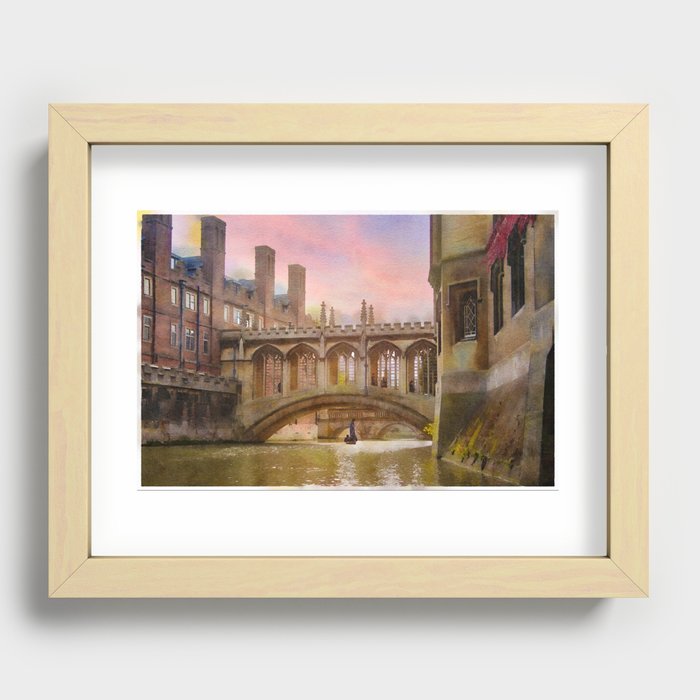 Cambridge Punting - Bridge of Sighs at Sunset Recessed Framed Print