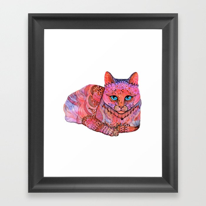 SUNSET CAT Framed Art Print