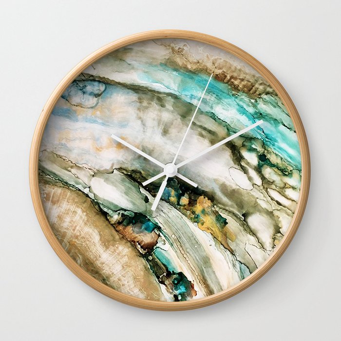 Teal Turquoise Geode Wall Clock