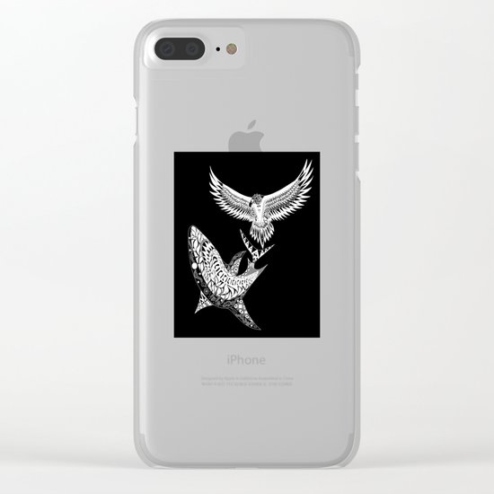 The shark and the eagle back in black Clear iPhone Case