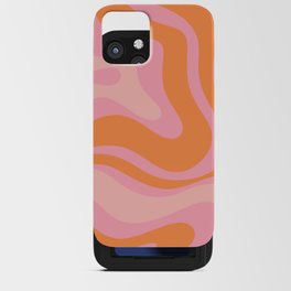 Modern Liquid Swirl Abstract Pattern Square in Retro Pink and Orange iPhone Card Case