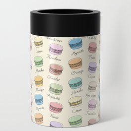 French Macarons Pattern on Vanilla Can Cooler