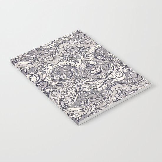 Natural Rhythm 2 - a hand drawn pattern in charcoal & cream Notebook