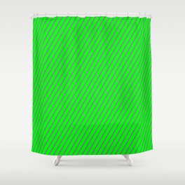 [ Thumbnail: Slate Gray and Lime Colored Striped Pattern Shower Curtain ]