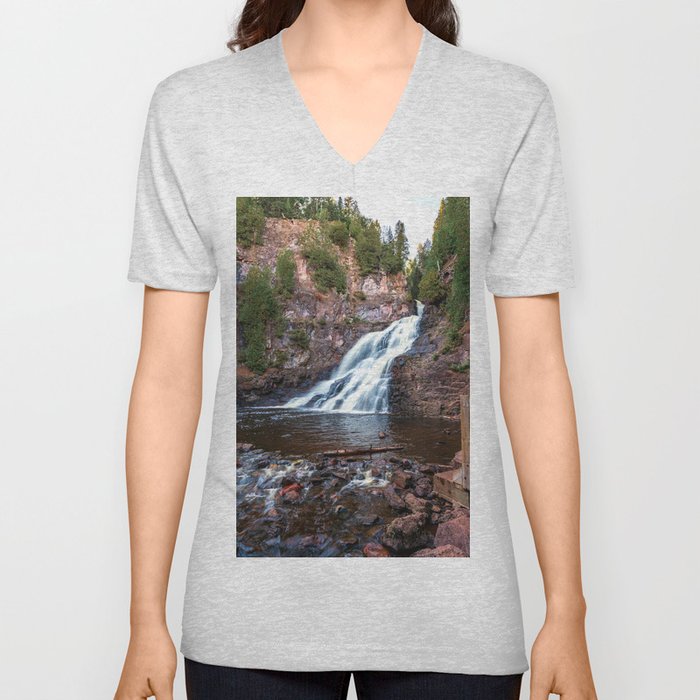 Caribou Falls Minnesota | Waterfall and Nature Photography V Neck T Shirt