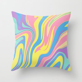 Holographic Color Marble Swirls Throw Pillow